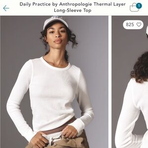 Anthropologie Daily Practice waffle knit long sleeve tee size M ivory